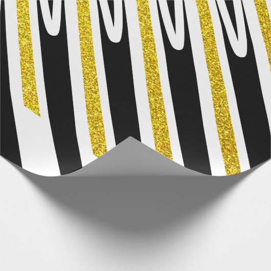 Streifen Muster Multicolor Gold Glitzer Künstleris Geschenkpapier (Ecke)