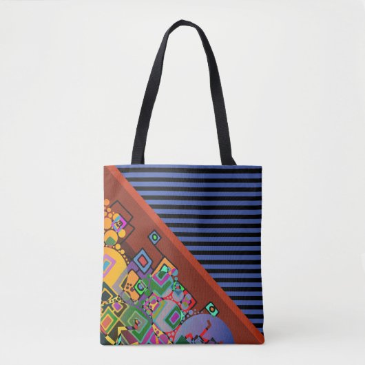 Streifen Muster Orange + abstrakte Kunst Tasche (Vorderseite)