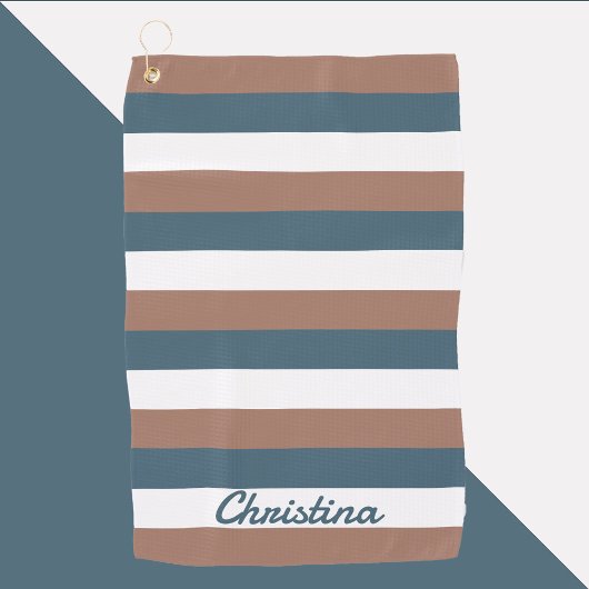 Streifen Muster personalisieren Aquamarines Braun Golfhandtuch