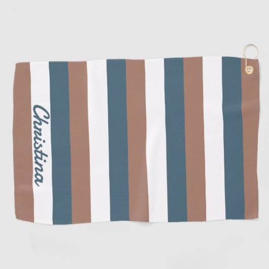 Streifen Muster personalisieren Aquamarines Braun Golfhandtuch (Horizontal)