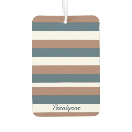 Streifen Muster personalisieren Aquamarines Weiß i Autolufterfrischer (Rückseite)