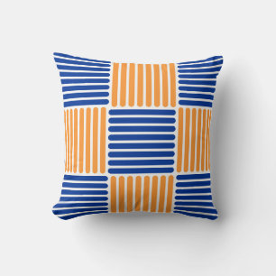 Streifen Muster Pillow in Blau und Orange Farben Kissen