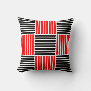 Streifen Muster Pillow in Rot und Schwarz Kissen