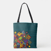 Streifen Muster Schwarz + abstrakte Kunst Tasche (Rückseite)