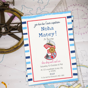Streifen Nautical 3 Geburtstag Einladung