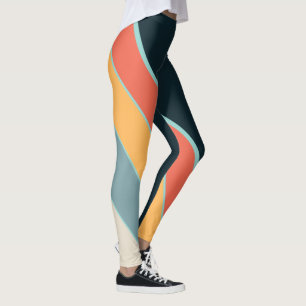 Streifen Navy Blau, gelb und rosa Vintage Palette Leggings