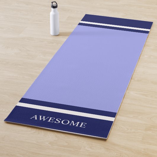 Streifen Navy Blue & White auf Light Blue Yogamatte (Beispiel)