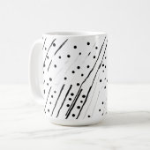 Streifen oder Polka-Punkte, schwarz, weiß, grau Kaffeetasse (Vorderseite Links)
