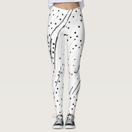 Streifen oder Polka-Punkte, schwarz, weiß, grau Leggings