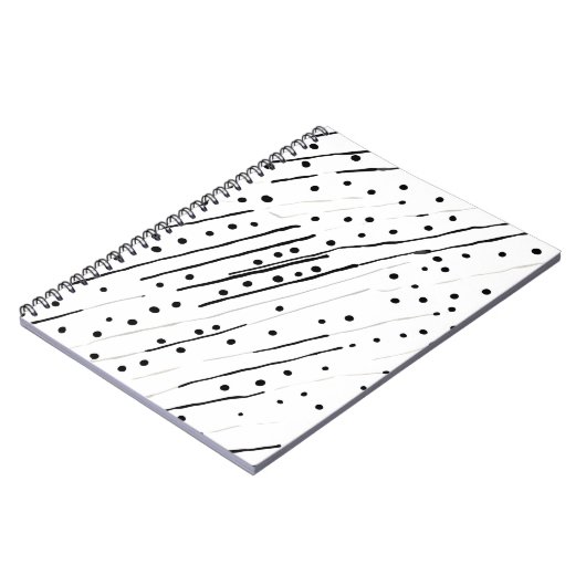 Streifen oder Polka-Punkte, schwarz, weiß, grau Notizblock (Linke Seite)