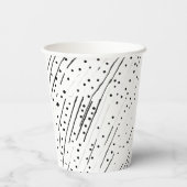 Streifen oder Polka-Punkte, schwarz, weiß, grau Pappbecher (Rückseite)