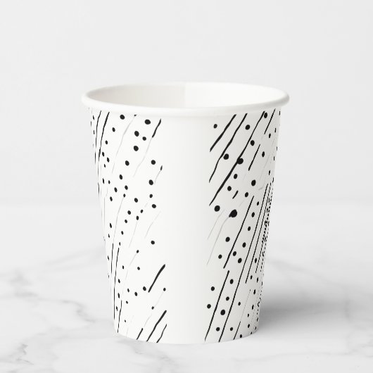 Streifen oder Polka-Punkte, schwarz, weiß, grau Pappbecher (Links)