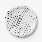 Streifen oder Polka-Punkte, schwarz, weiß, grau Pappteller (Vorderseite)