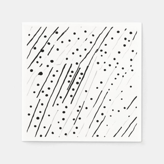 Streifen oder Polka-Punkte, schwarz, weiß, grau Serviette (Vorderseite)