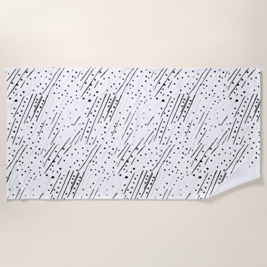 Streifen oder Polka-Punkte, schwarz, weiß, grau Strandtuch (Vorderseite)