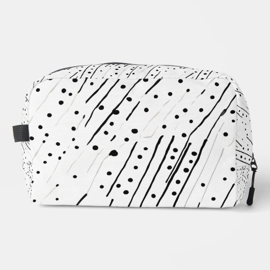 Streifen oder Polka-Punkte, schwarz, weiß, grau Waschbeutel (Vorderseite)