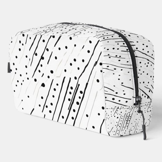 Streifen oder Polka-Punkte, schwarz, weiß, grau Waschbeutel (Rechte Ecke)