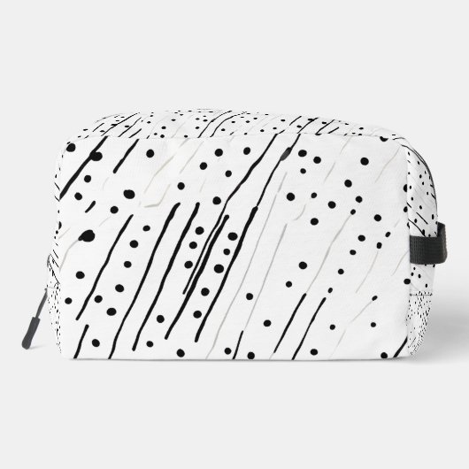 Streifen oder Polka-Punkte, schwarz, weiß, grau Waschbeutel (Rückseite)