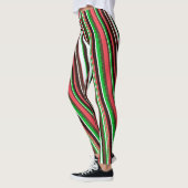 Streifen Orange Green Minimal Muster Leggings (Links)
