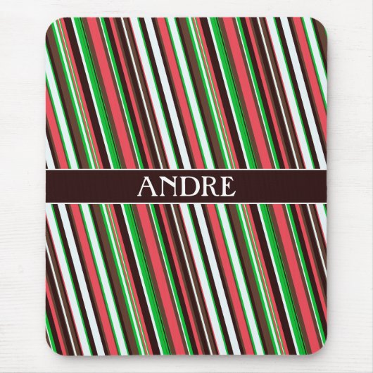 Streifen Orange Green Minimal Muster Mousepad (Vorne)