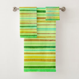 Streifen Orange, Lemon, Limon, Blau, Tonhandtuch Badhandtuch Set