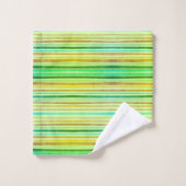 Streifen Orange, Lemon, Limon, Blau, Tonhandtuch Badhandtuch Set (Waschlappen)