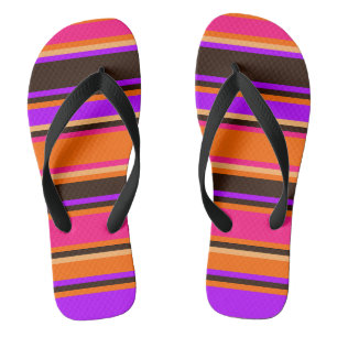 Streifen Orange, Magenta und Lila Unisex Flip Flop Badesandalen