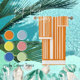 Streifen Orange und Weiß Badhandtuch Set