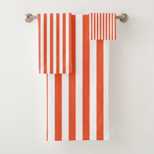 Streifen - Orange und Weiß - Handtuch Set (Insitu)