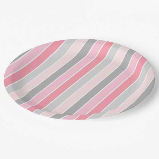 Streifen Pappteller (Schrägansicht)