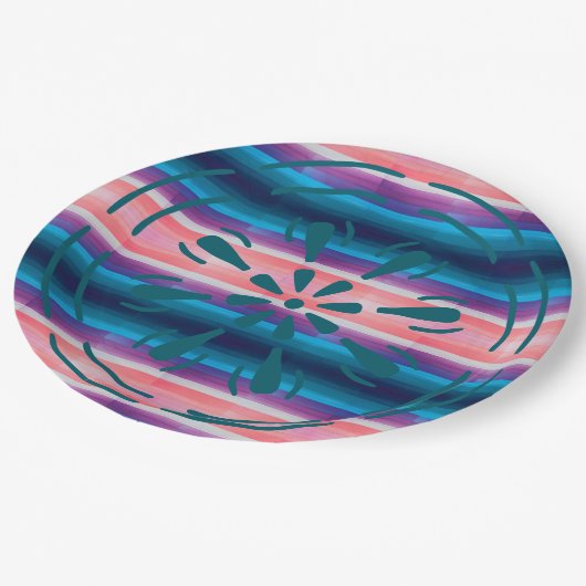 Streifen Pappteller (Schrägansicht)