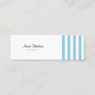 Streifen (parallele Linien) - weißes Blau Mini Visitenkarte