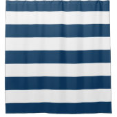 Streifen (Parallelstrecken) - Navy Blue, White Duschvorhang (Vorderseite)