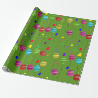 Streifen Party Balloons und farbenfrohe Band Geschenkpapier