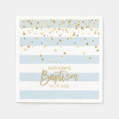 Streifen Pastel Blue Gold BOY BAPTISM Serviette (Vorderseite)