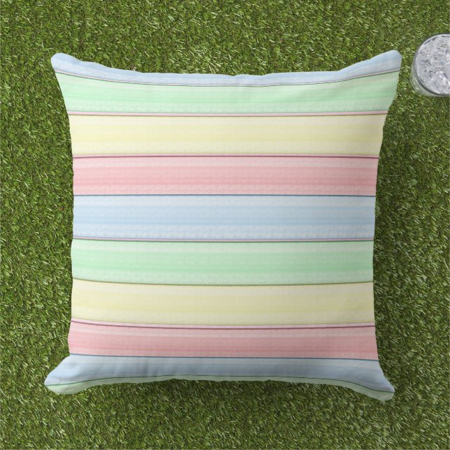 Streifen Pastel farbenfroh, modern geometrisch Kissen (Gras)