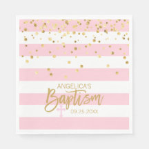 Streifen Pastel PINK Gold MIRL BAPTISM Luncheon
