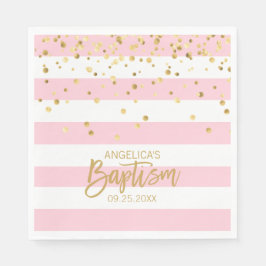 Streifen Pastel PINK Gold MIRL BAPTISM Luncheon Serviette
