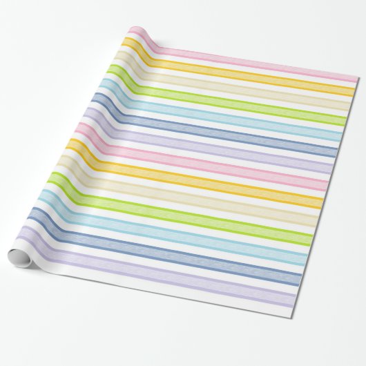 Streifen Pastel Rainbow Geschenkpapier (Ungerollt)