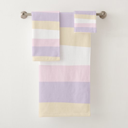 Streifen - Pastellrosa, gelb und Lila Badhandtuch Set (Insitu)