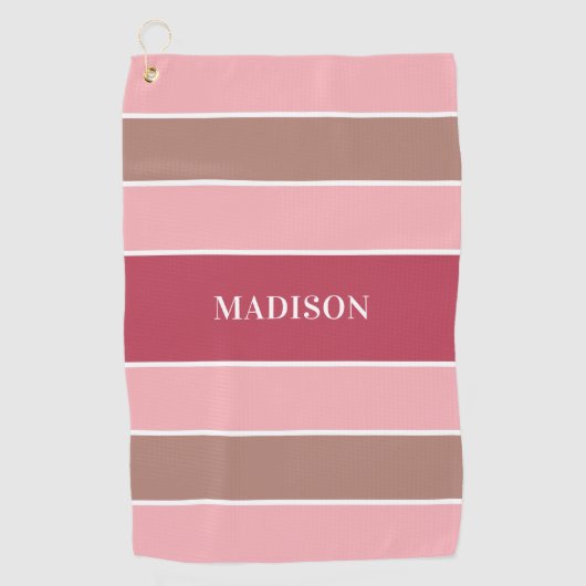 Streifen Pattern individuelle Name Golfhandtuch (Vorderseite)