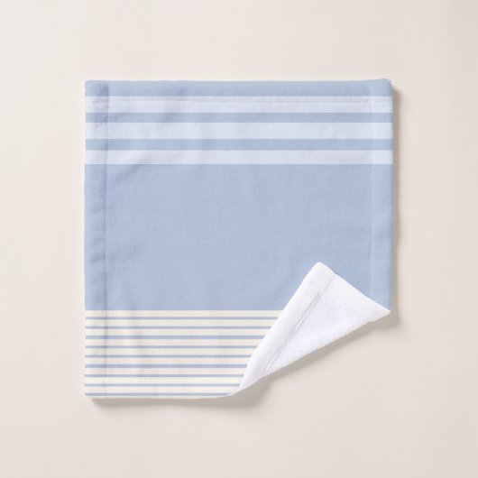 Streifen Periwinkle Blue Hues and Creme Badhandtuch Set (Waschlappen)