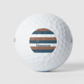 Streifen personalisieren Brown Aquamarin White Golfball (Vorderseite)