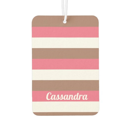 Streifen personalisieren rosa braun autolufterfrischer (Rückseite)