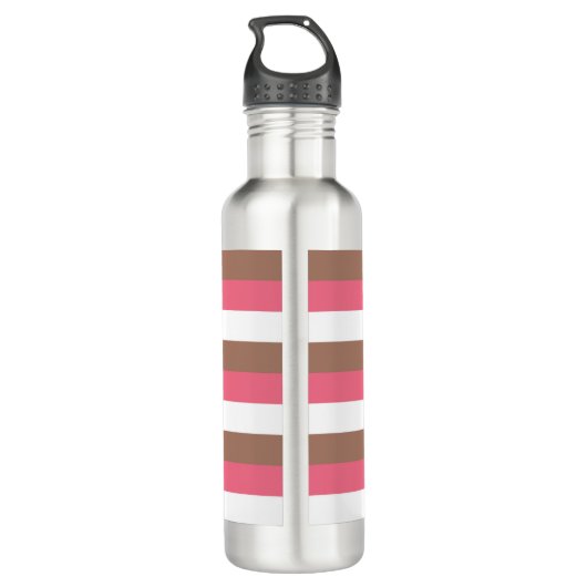 Streifen personalisieren rosa braun edelstahlflasche (Rückseite)