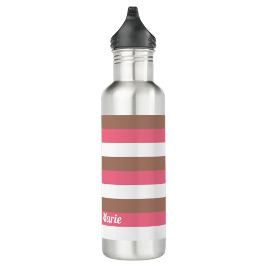 Streifen personalisieren rosa braun edelstahlflasche (Rechts)
