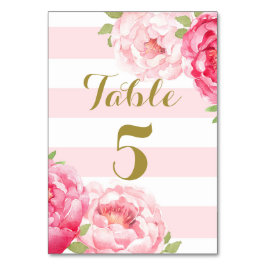 Streifen Pink Bläserne Hochzeitskarte Tischnummer