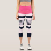 Streifen Pink Blue Capri Leggings (Vorderseite)
