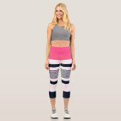 Streifen Pink Blue Capri Leggings (Vorderseite)