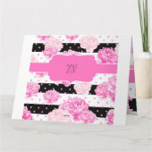 Streifen Pink Floral Wasserfarbe Chic Happy Geburt Karte (Rückseite)